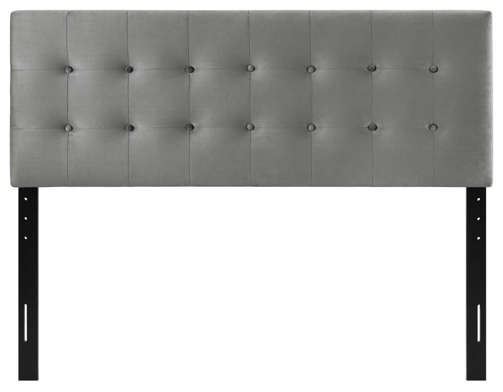 Contemporary Modern Full Size Tufted Headboard  Velvet Fabric  Grey Gray   Transitional   Headboards   by House Bound  Houzz