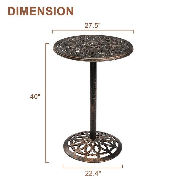 Outdoor Bistro Pub Table Round Patio Bar Height Cocktail Table Antique Bronze