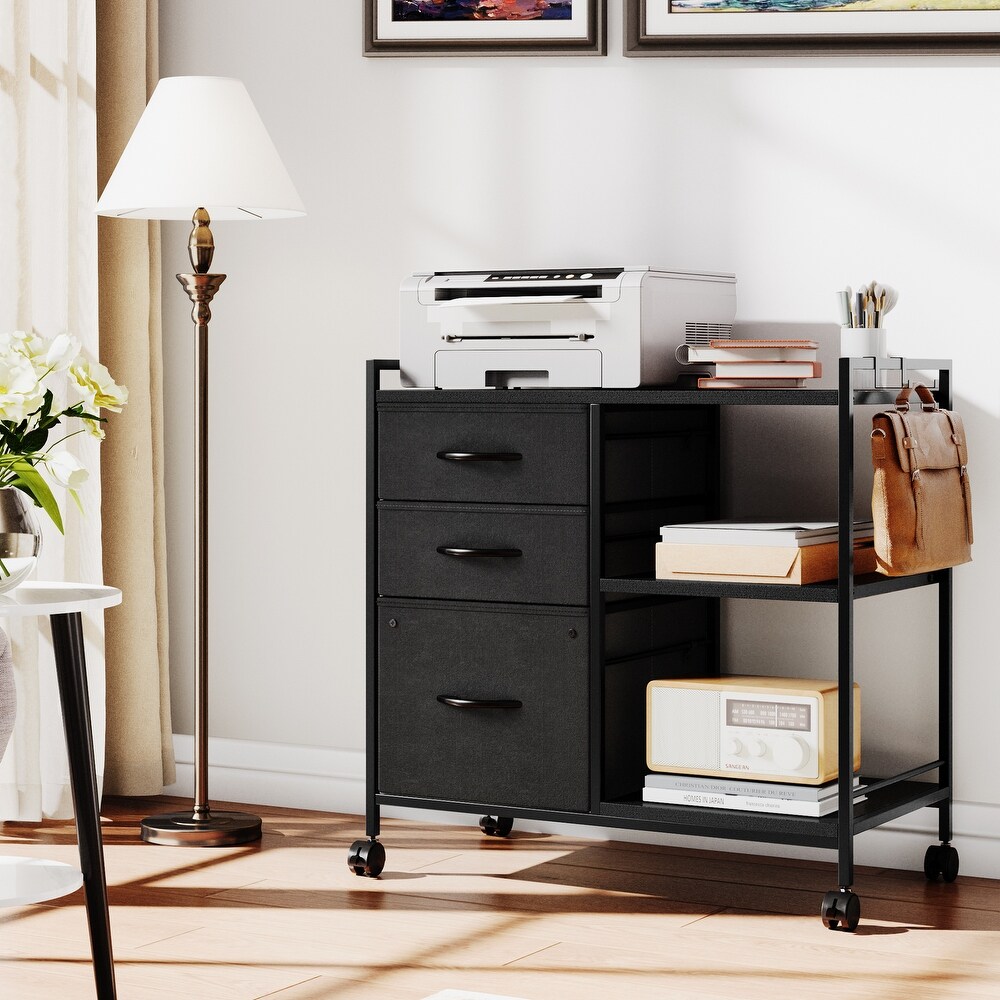 Modern 3 Drawer File Cabinet with 3 Shelves