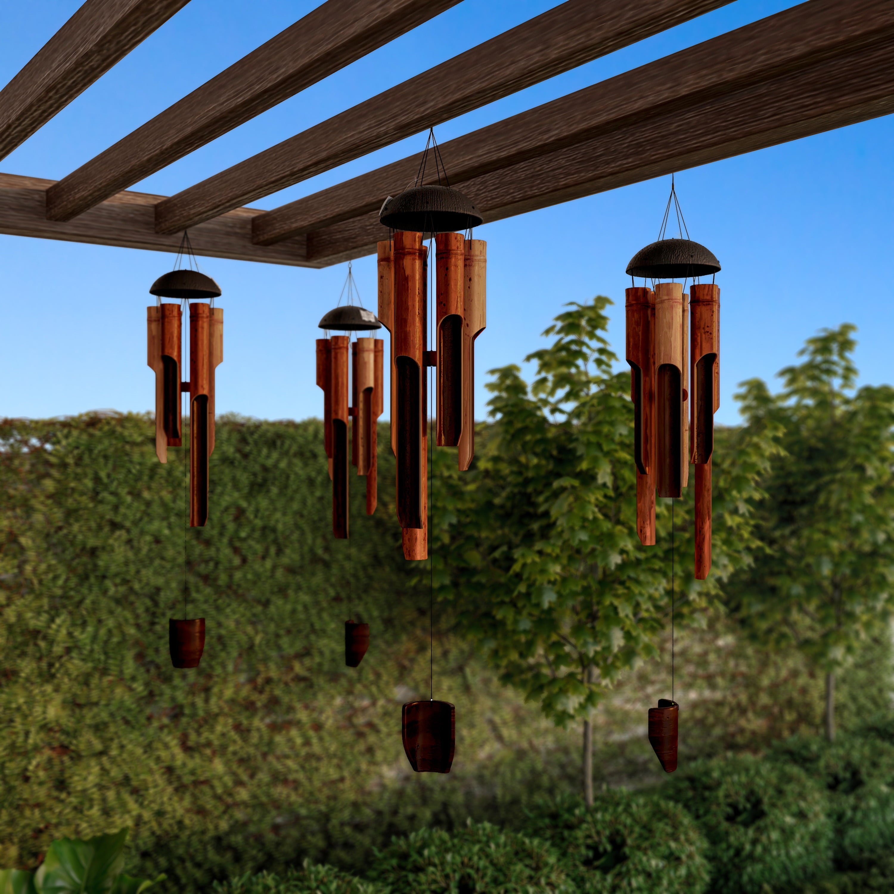 Pure Garden Wind Chime， 38 in. Bamboo， Hand Tuned