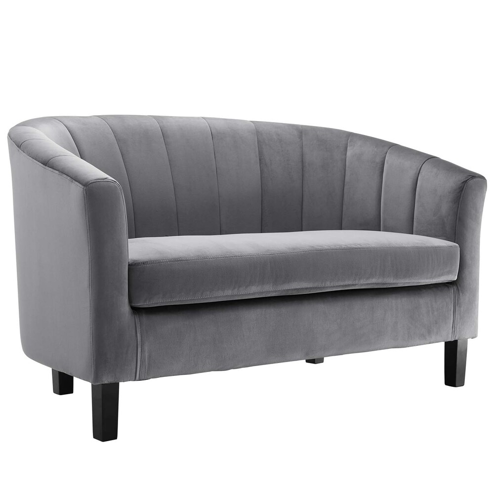 Silver Orchid Smith Channel Tufted Velvet Loveseat and Armchair Set