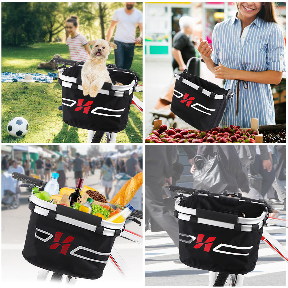 Bicycle Front Basket Collapsible Bike Handlebar Basket Pet Cat Dog Carrier Bag Shopping Commuting