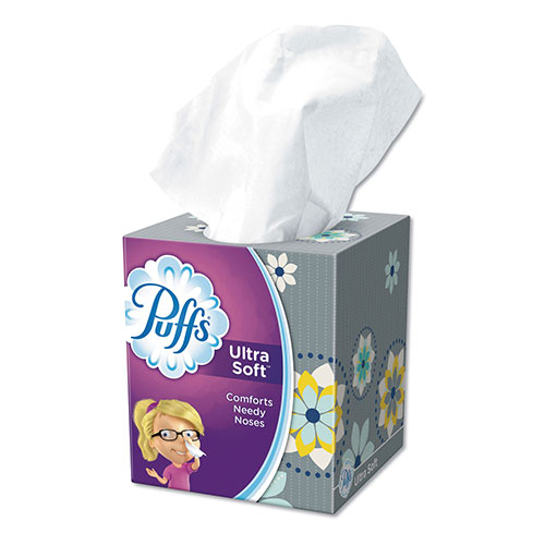 Procter and Gamble Puffs Ultra Soft Facial Tissue | White， 4 Cube Pack， 56 Sheets Per Cube， 6