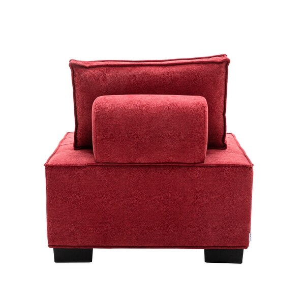 Living Room Ottoman Lazy Chair Small Accent Chair with Solid Wood Legs