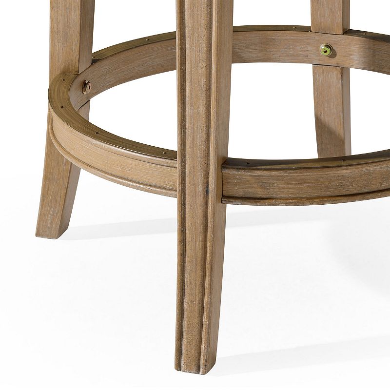 Maven Lane Alexander Backless Counter Stool， Weathered Oak Finish W/ Avanti Bone Vegan Leather