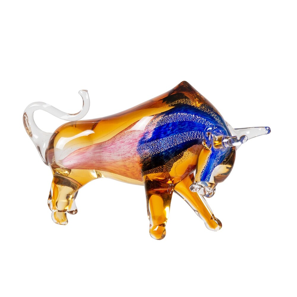 Rave Bull Handcrafted Art Glass Figurine