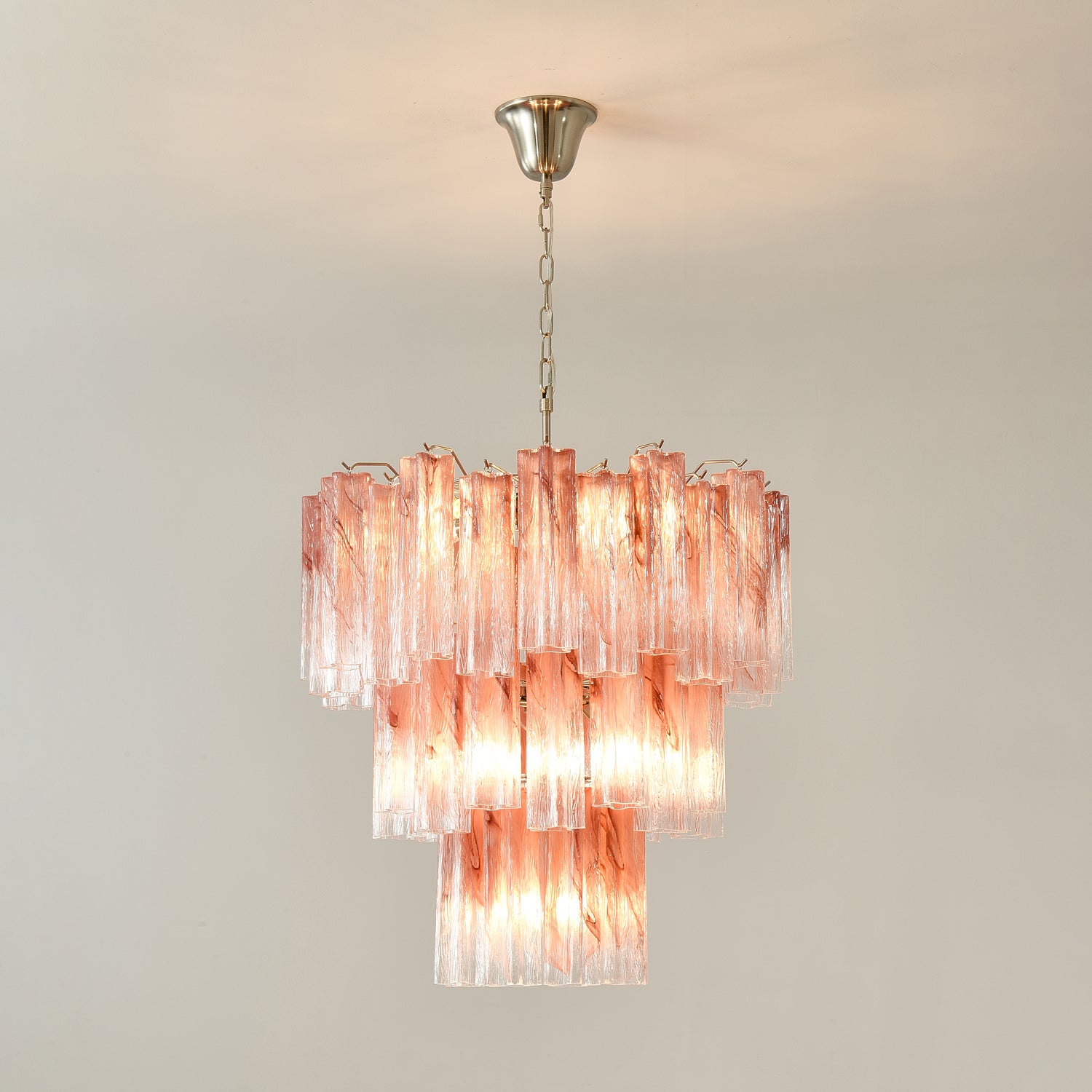 Pink Glass Tubes Chandelier