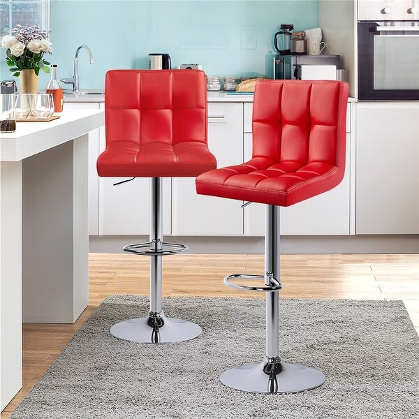 2pcs Adjustable PU Leather Bar Stools for Home