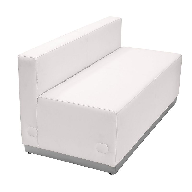 Emma and Oliver White LeatherSoft Loveseat with Brushed Stainless Steel Base