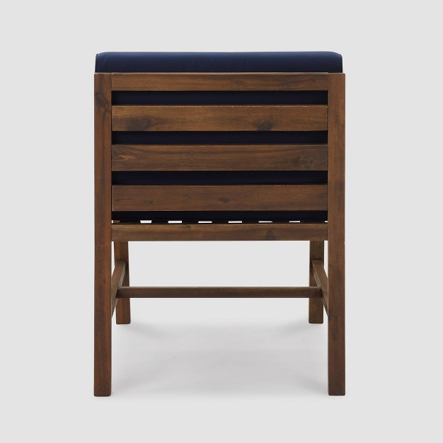 Modular Acacia Wood Armless Patio Chair With Cushion Dark Brown navy Saracina Home