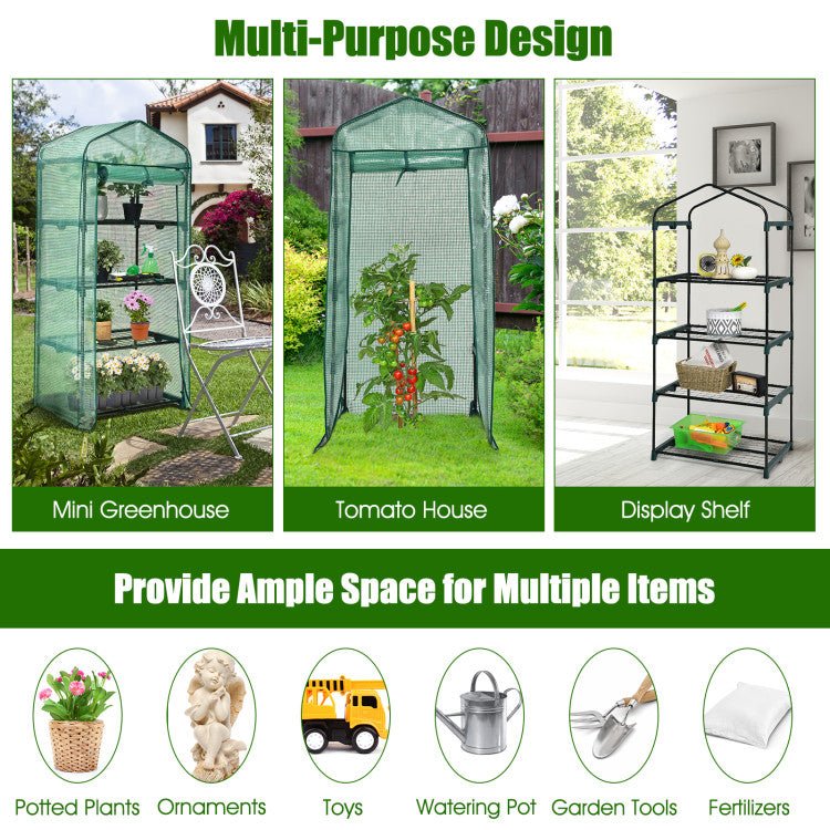 Heavy-Duty 4-Tier Portable Mini Greenhouse With Weatherproof Cover