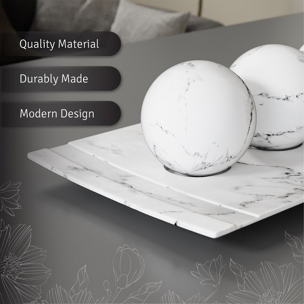 Creative Scents White Marble Home Decor Tray And Orb Set