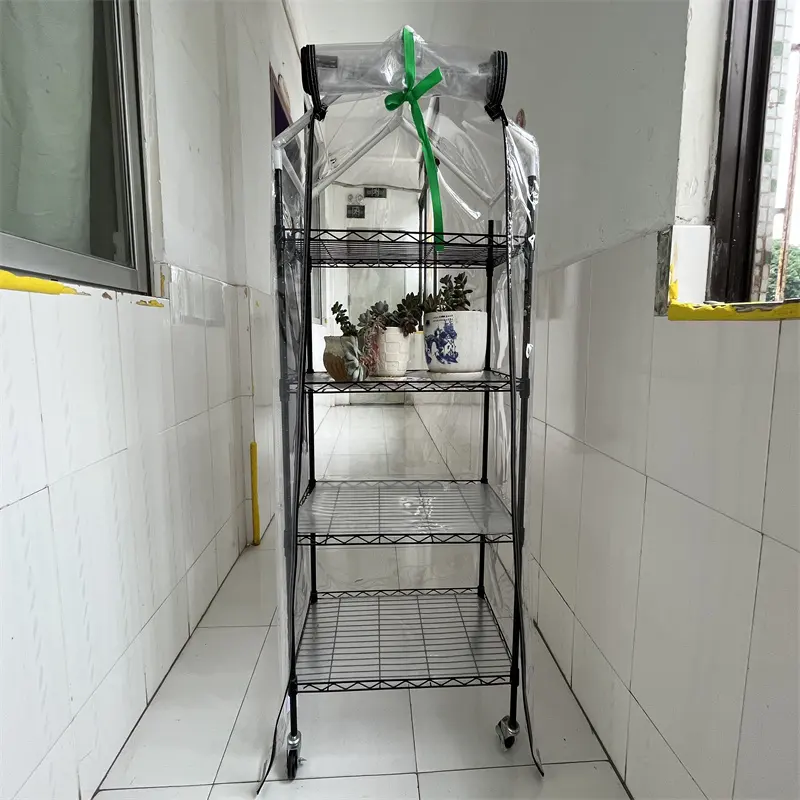 4 Tier Roll Up Zipper Door Greenhouse  Cover Clear PVC Plant Greenhouse Cover for Gardening Plants Cold Frost Protection Protect