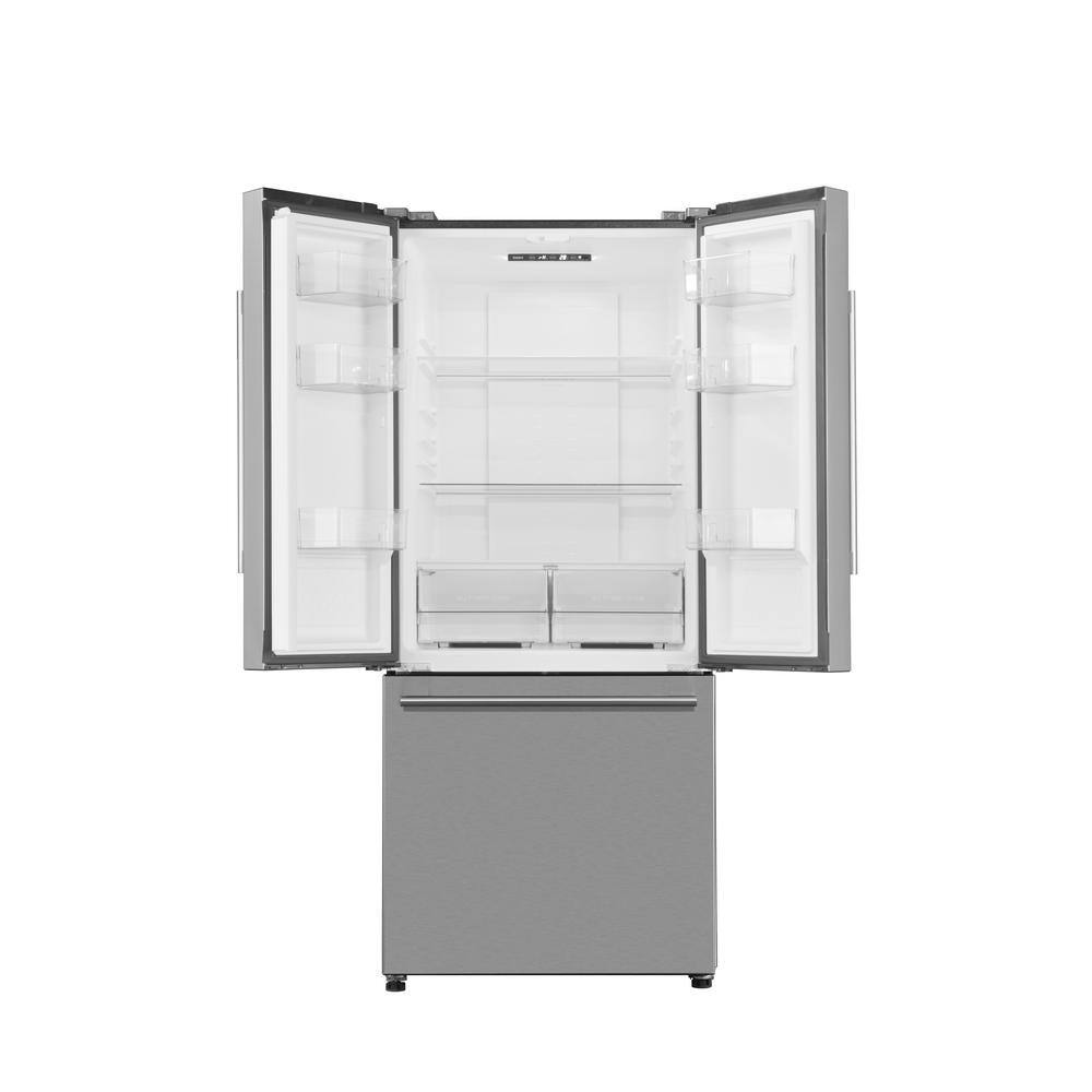 Galanz 29 in. W 16.0 cu. ft. French Door Refrigerator in Stainless Steel Ice Maker GLR16FS2K16