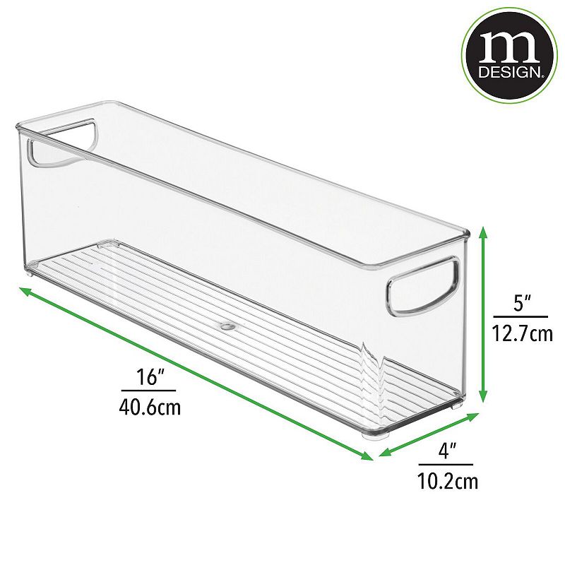 mDesign Plastic Long Stackable Storage Bin， Handles for Nursery， 2 Pack