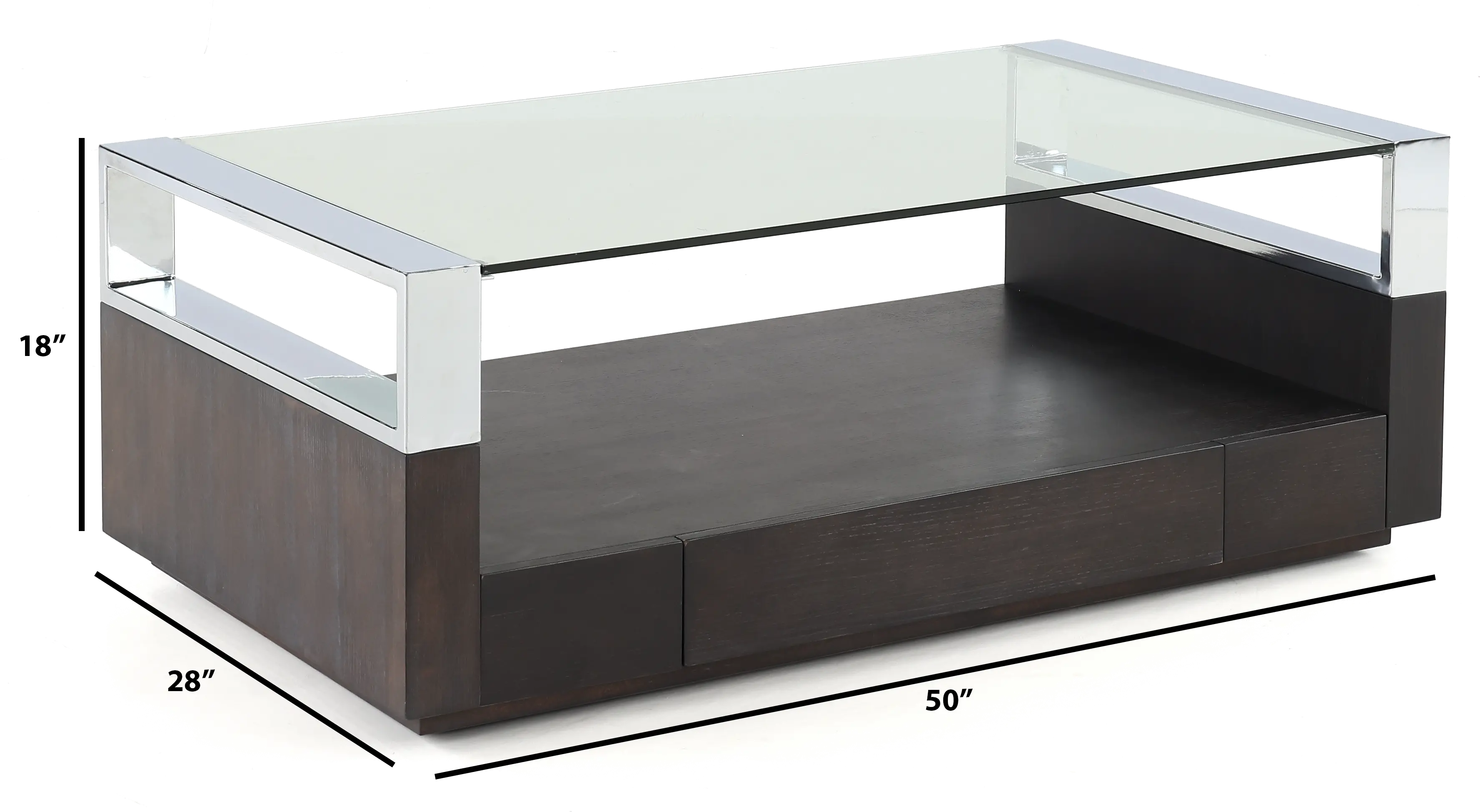 Revere Graphite and Chrome Glass Top Coffee Table