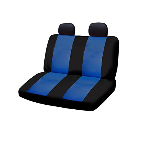 12 Pieces Flat Cloth Sleek Design Black and Blue Front and Rear Car Seat Covers Set with 4 Vinyl Trim Black and Blue Color Carpet Floor Mats Complete Set - Shipping Included