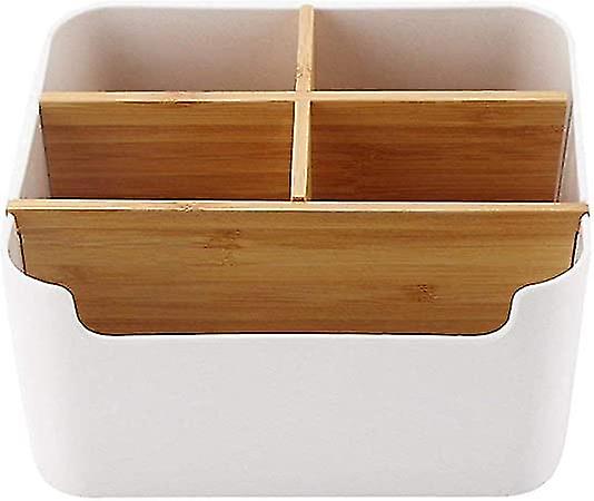 Wooden Desktop Remote Control Holder Storage Box， For Up To Remote Controls， Also As An Organizer