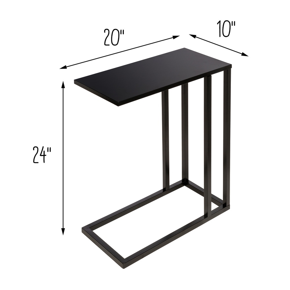 Black Steel and MDF C Shape End Table