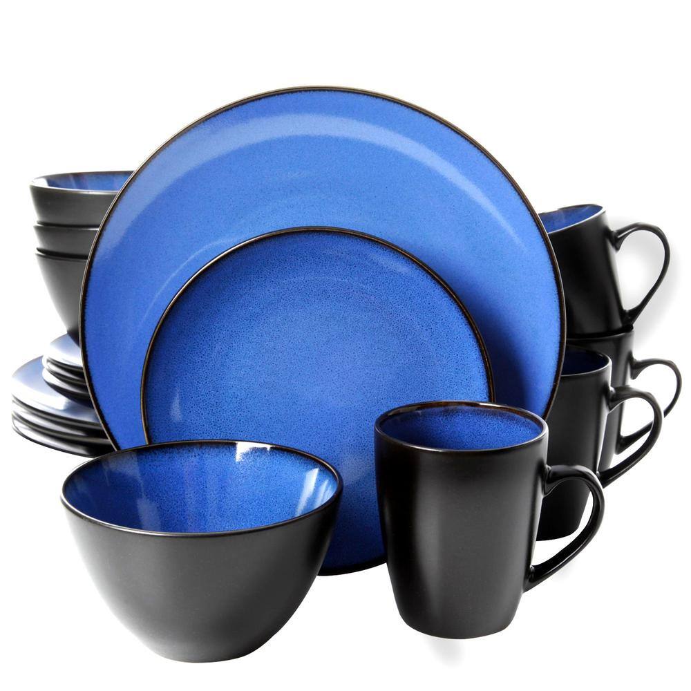 Gibson Soho Lounge 16-Piece Contemporary Blue Ceramic Stone Dinnerware Set (Service for 4) 98598620M