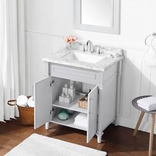 Home Decorators Collection Aberdeen 30 in. W x 22 in. D x 34.5 in. H Bath Vanity in Dove Gray with White Carrara Marble Top Aberdeen 30G