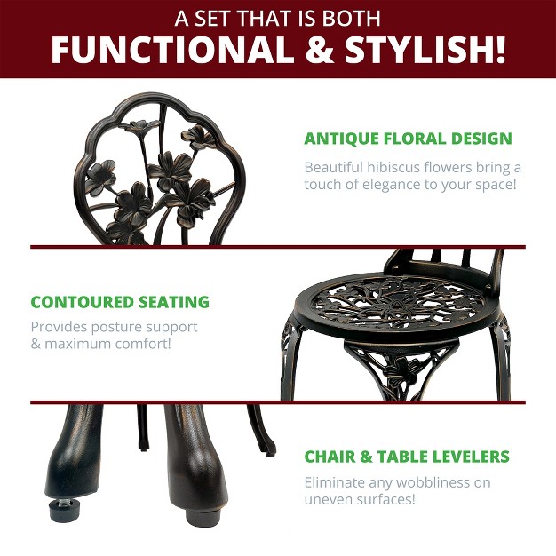 Zia 3 piece Patio Bistro Table Set In Oil Rubbed Bronze Kinger Home