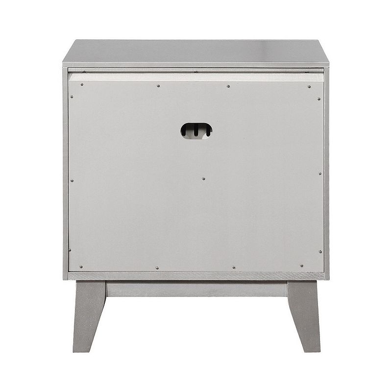 Wooden Nightstand with 2 Drawers， Mercury Silver