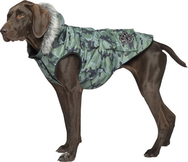 Canada Pooch Everest Explorer Faux Down Insulated Dog Jacket， Green Camo