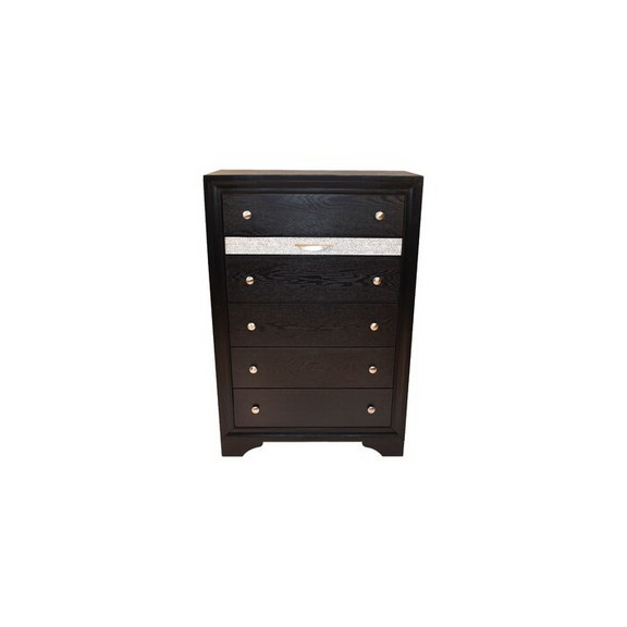 Traditional Matrix 5 Drawer Chest in Black made wi...