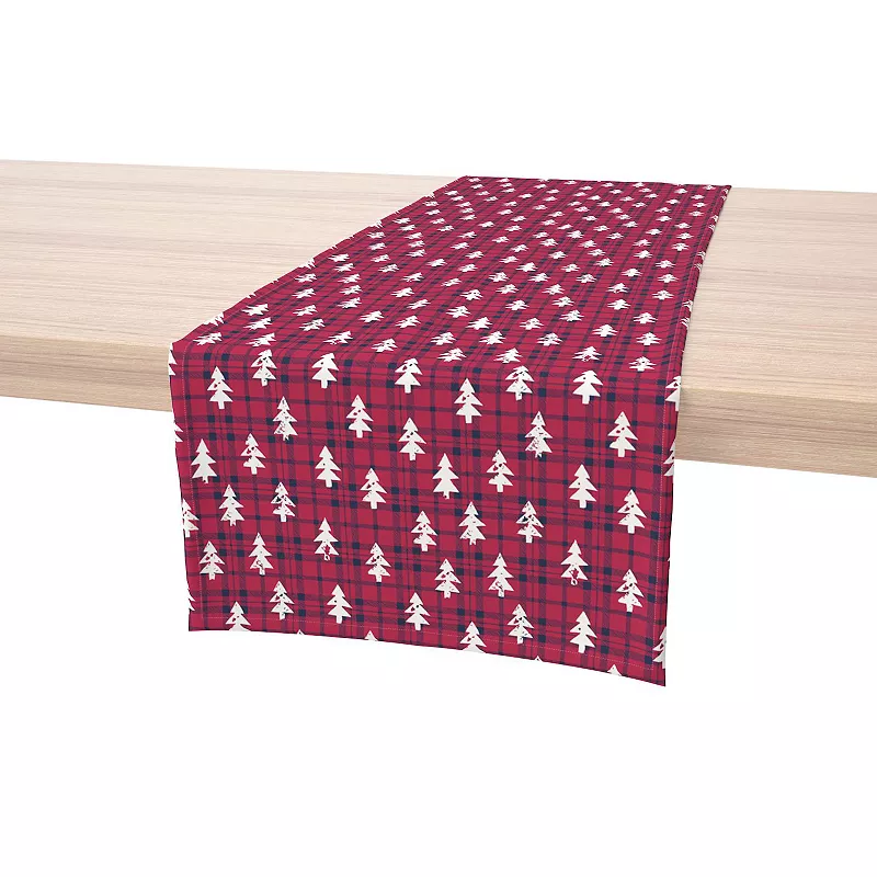 Table Runner， 100% Cotton， 16x90， Holiday Woodland Plaid