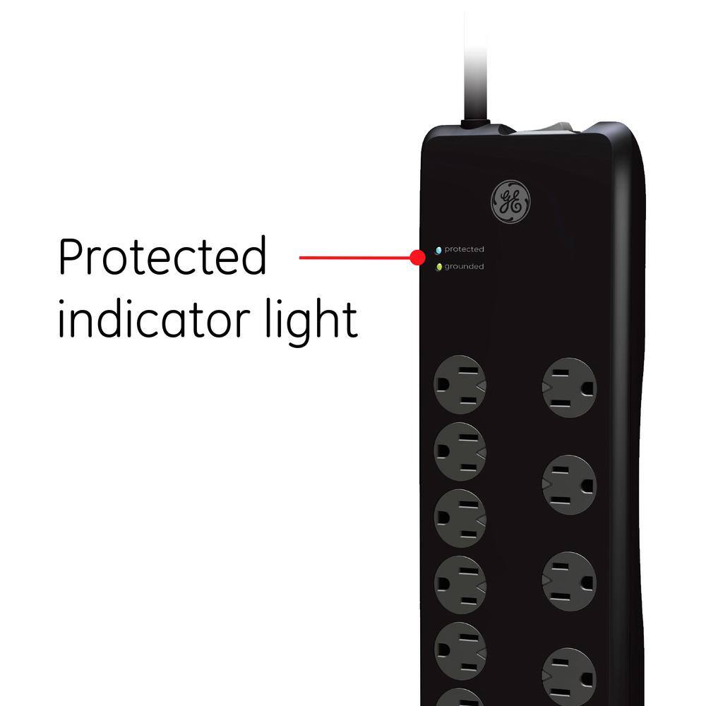 GE 10-Outlet 2 USB Port Premium Surge Protector 14096