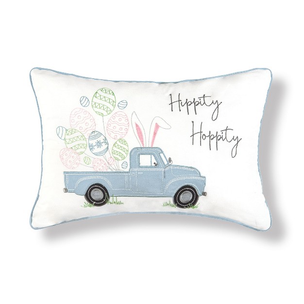 X 20 quot Hippity Hoppity Easter Truck Spring Embroidered Throw Pillow