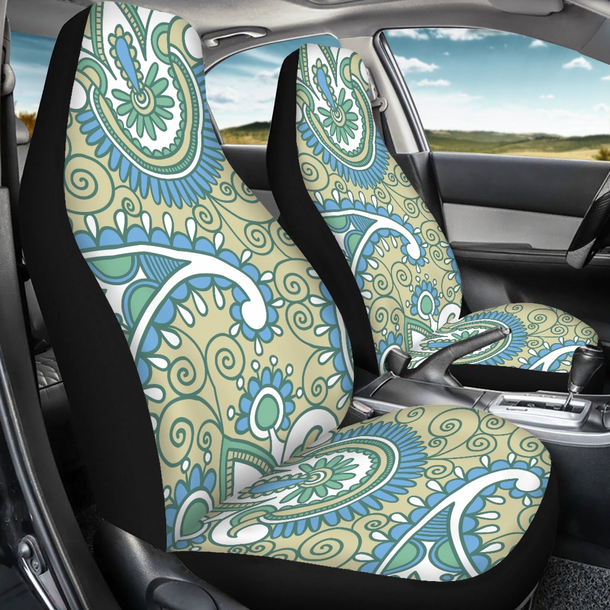 Bivenant Store Paisley Print Car Seat Covers Set Universal Fit Automotive Seat Covers Washable Car Seat Cover for SUV， Sedan and Van