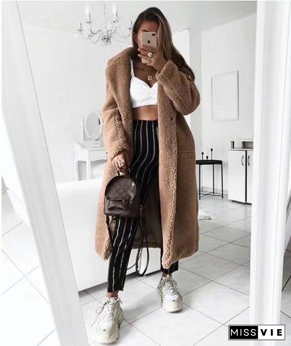 Fur Teddy Coat Women Autumn Winter Casual Plus Size Long Jacket Female Thick Warm Outwear Oversize Fur mujer chaqueta