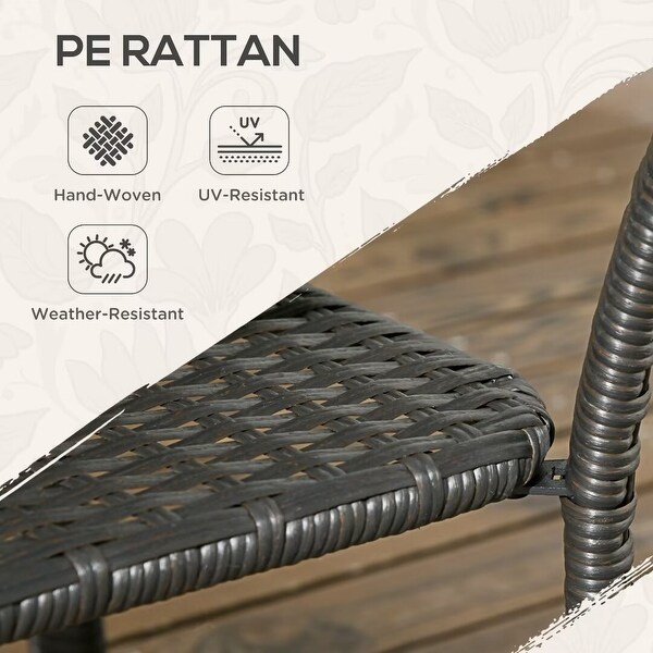 Outdoor PE Rattan Coffee Table with Storage Shelf，HandWoven Wicker