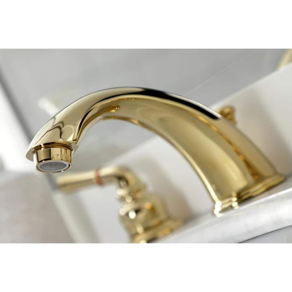 Kingston Brass Magellan 8 in Widespread 2Handle Bathroom Faucet in Polished Brass