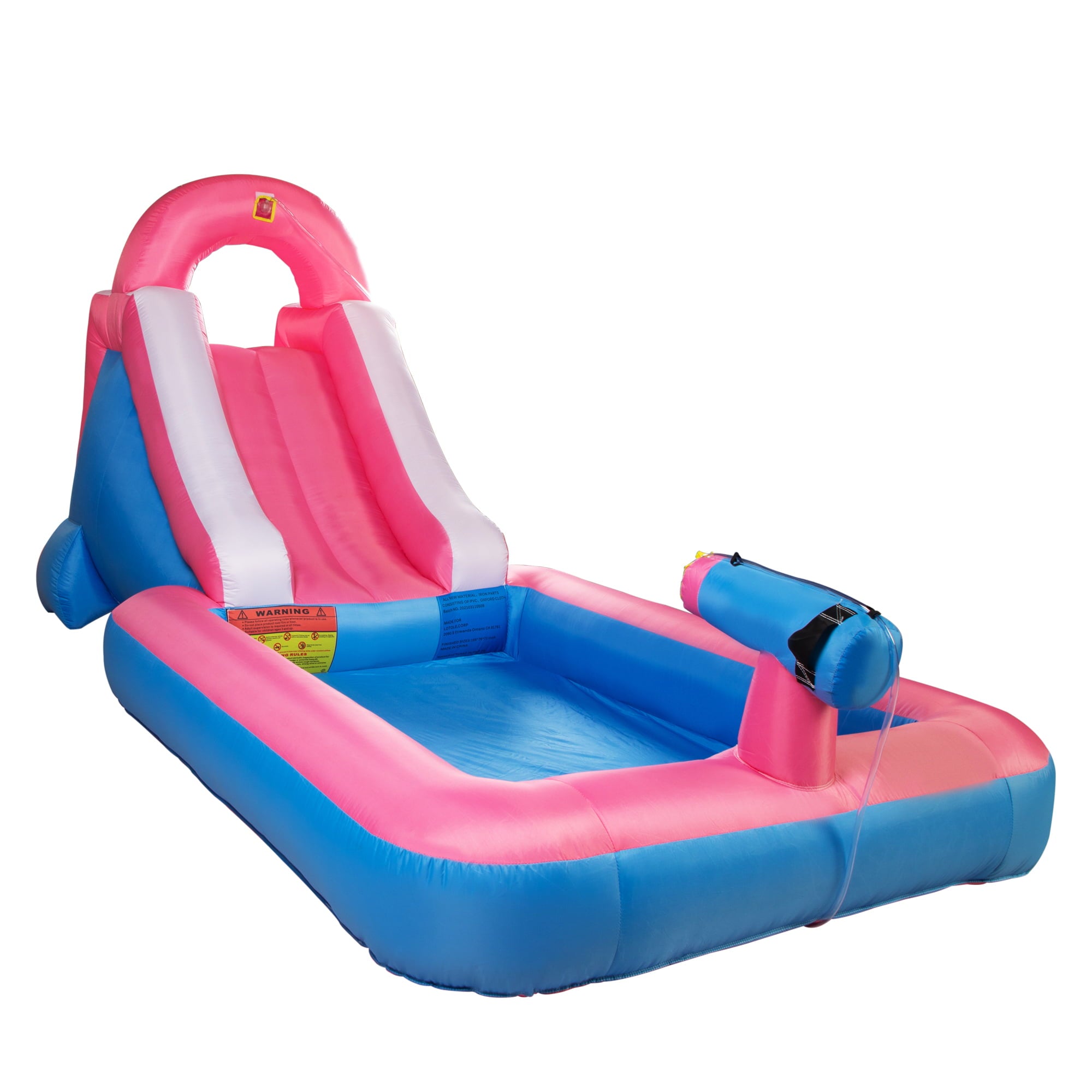 Track 7 Inflatable Water Slide Park,Kids Play Center with Slides,Splash Pool,Water Cannon