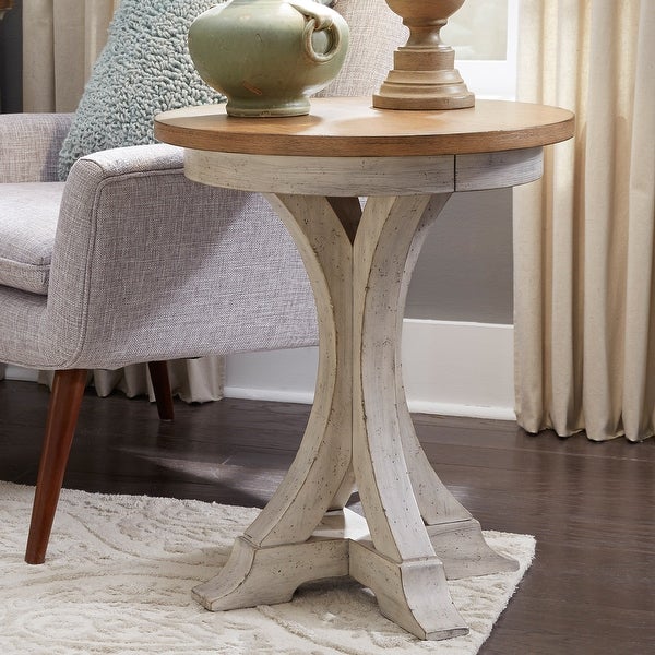 Farmhouse Reimagined Antique White Round Chair Side Table