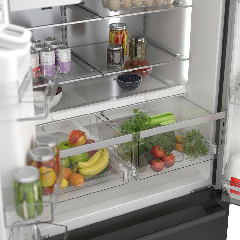 Bosch 500 Series 36 in. 22 cu. ft. Smart Counter Depth French Door Refrigerator in Black Stainless Steel Internal Water  Ice B36CD50SNB