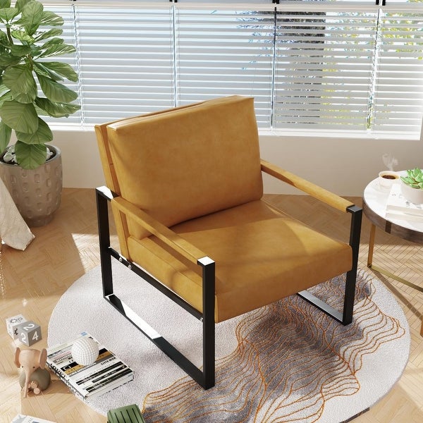 Mid-Century Accent Chair with Metal Frame， Modern Armchair Single Sofa Chair for Living Room Bedroom Office