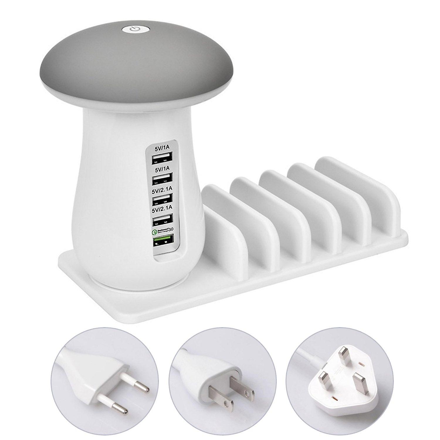 Mushroom led light lamp usb charging dock station organizer