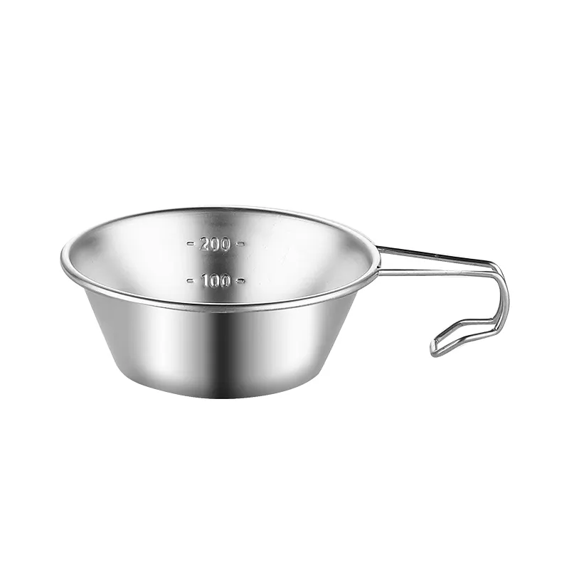 200ml 500ml Stainless Steel Camping Sierra Measuring Cup BBQ Sierra cup with foldable handle