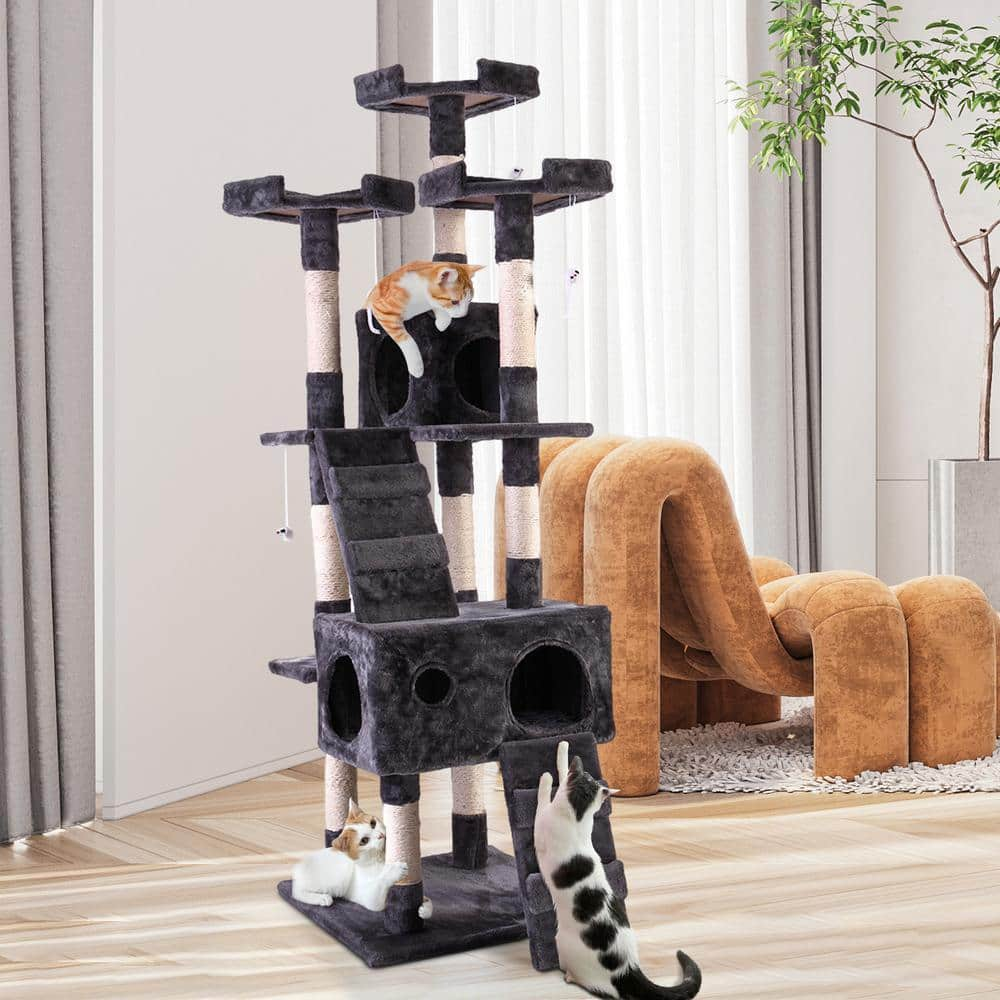 COZIWOW 67 in. H Multi-Level Cat Tree Gray Kitten Condo CW12W0052