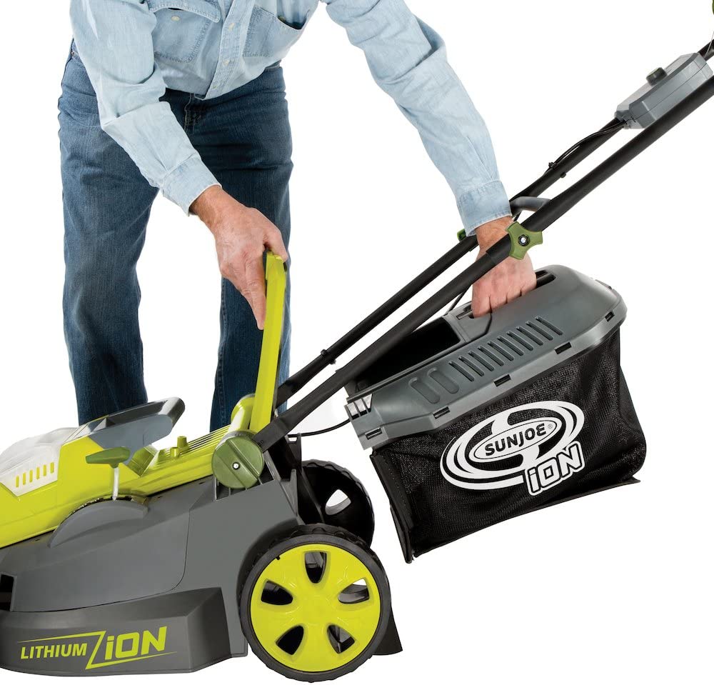 Sun Joe iON16LM 40-Volt 16-Inch Brushless Cordless Lawn Mower， Kit (w/4.0-Ah Battery + Quick Charger)