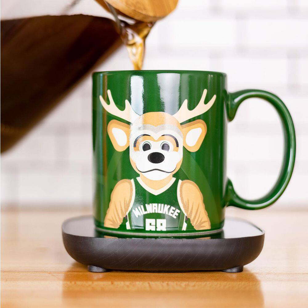 Uncanny Brands NBA MW Bucks Single-Cup Mascot 'Bango' Green Coffee Mug with Warmer for Your Drip Coffee Maker MW1-NBA-BUK-MAS