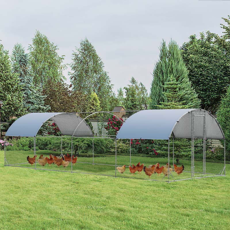 25 FT Large Metal Chicken Coop Walk-in Dome Poultry Cage Hen Run House Rabbits Habitat Cage with Cover