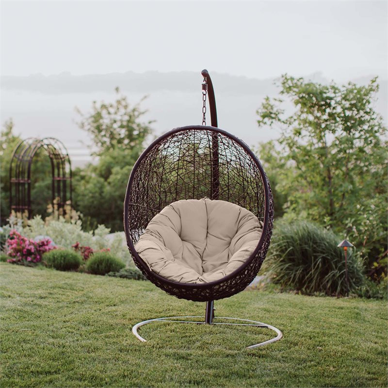 Afuera Living Patio Swing Chair in Beige   Hammocks And Swing Chairs   by Homesquare  Houzz