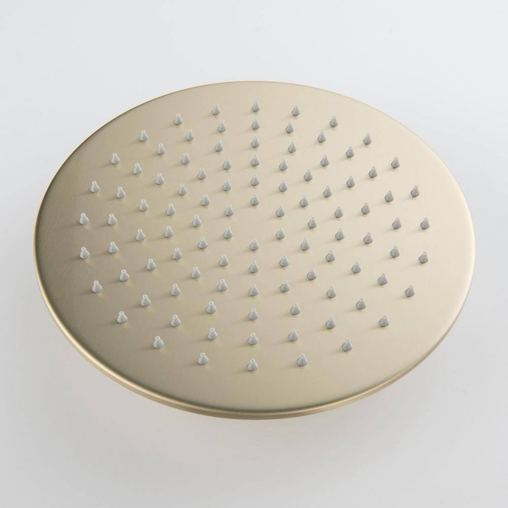 IHOMEadore 1-Spray Patterns with 1.8 GPM 10 in. Wall Mount Dual Shower Heads with Handheld Shower Head Set in Brushed Gold JK-RWST81005BG