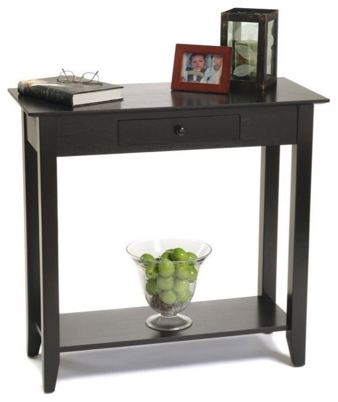 Convenience Concepts American Heritage Hall Table in Black Wood Finish   Transitional   Console Tables   by Homesquare  Houzz