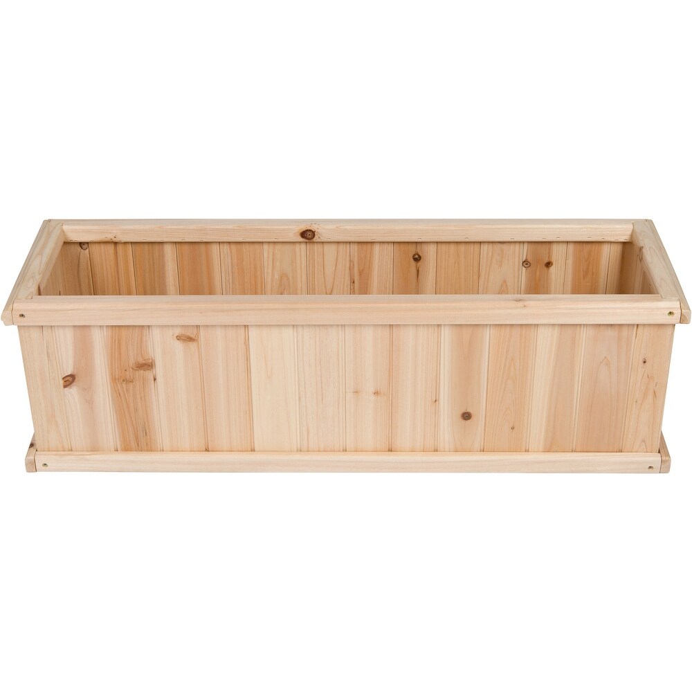 Wallys Cedar Kiln Dried Raised Garden Bed Planter Box for Herbs  Flowers  Vegetables with Drainage Holes